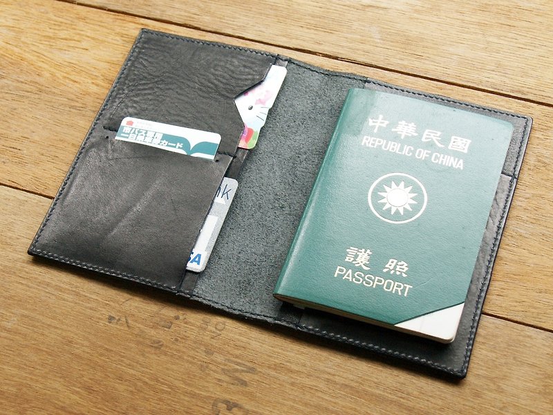 Leather Passport Case ( Custom Name ) - Harley Black - Passport Holders & Cases - Genuine Leather Black