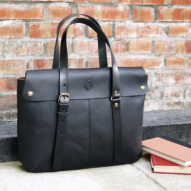 Japanese boutique leather briefcase only black Made in Japan by CLEDRAN - กระเป๋าเอกสาร - หนังแท้ สีนำ้ตาล