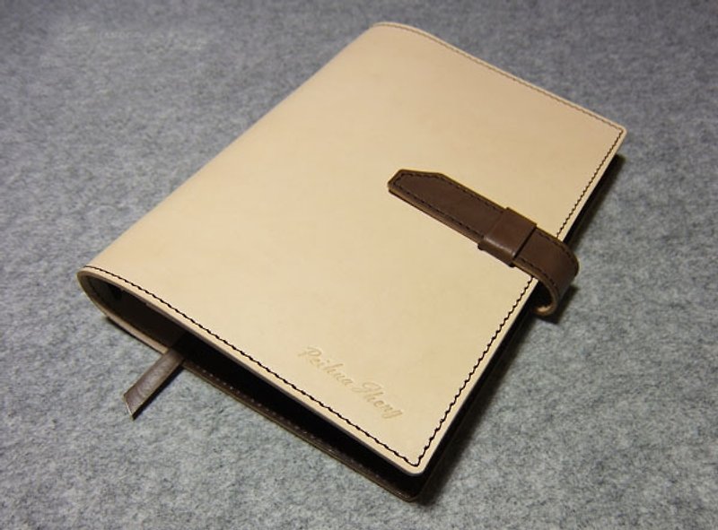 Insert stitch loose-leaf notebook show stitch two-color with A5 size - Notebooks & Journals - Genuine Leather Multicolor
