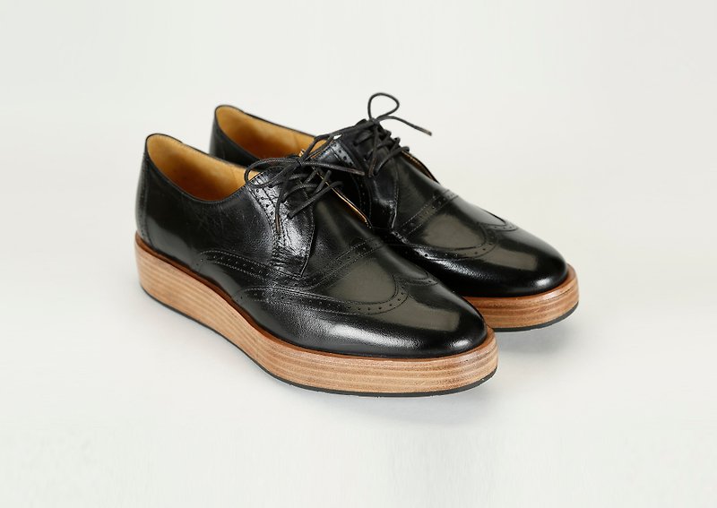 H THREE Derby shoes / black / thick bottom / Derby - Women's Oxford Shoes - Genuine Leather Black