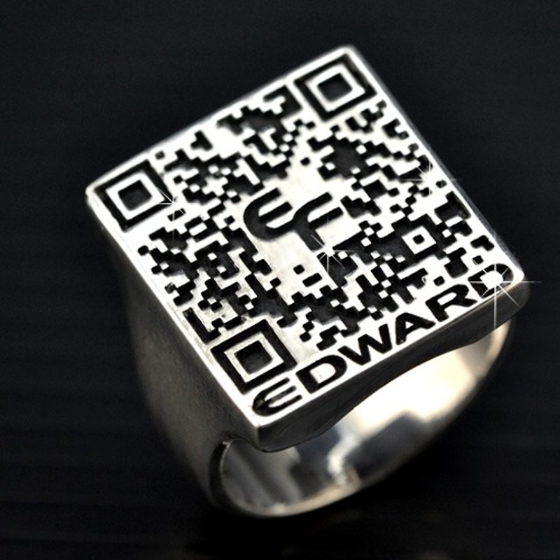 客製化.925純銀首飾 RQR00001-QR Code Ring(信息戒指) - 戒指 - 其他金屬 