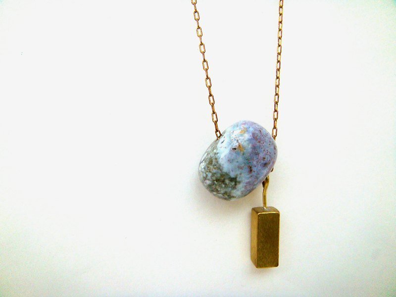 StUdio] [square Bronze Stone necklace 7 - สร้อยคอ - โลหะ สีน้ำเงิน