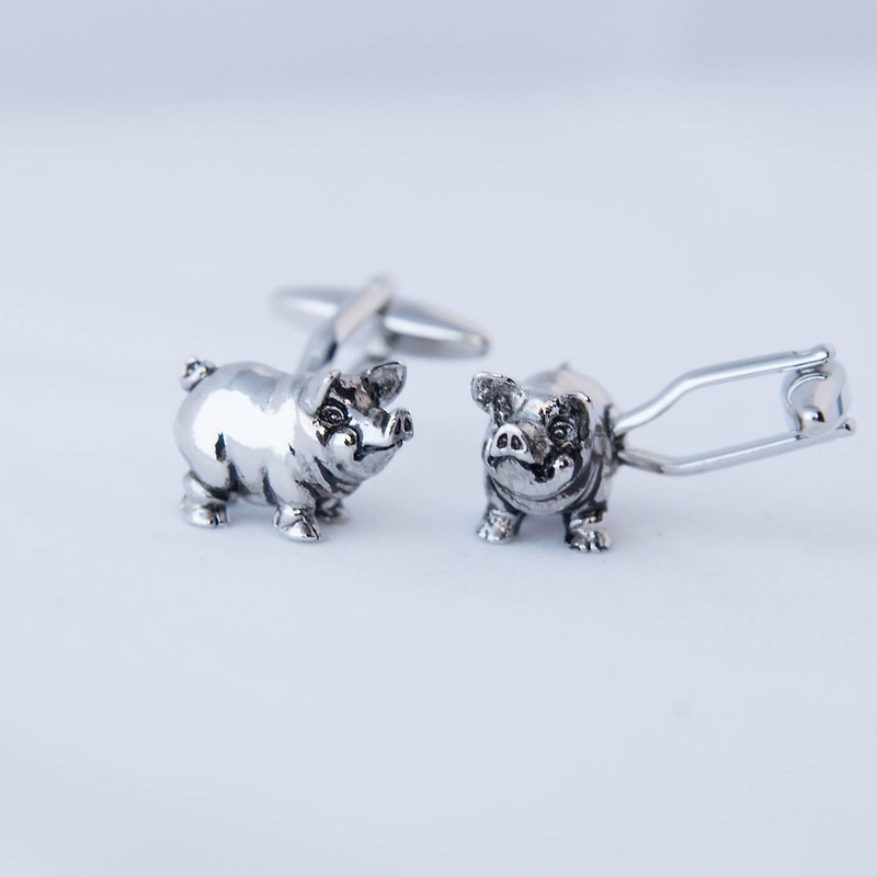 Piggy silver sleeves - Cuff Links - Other Metals 