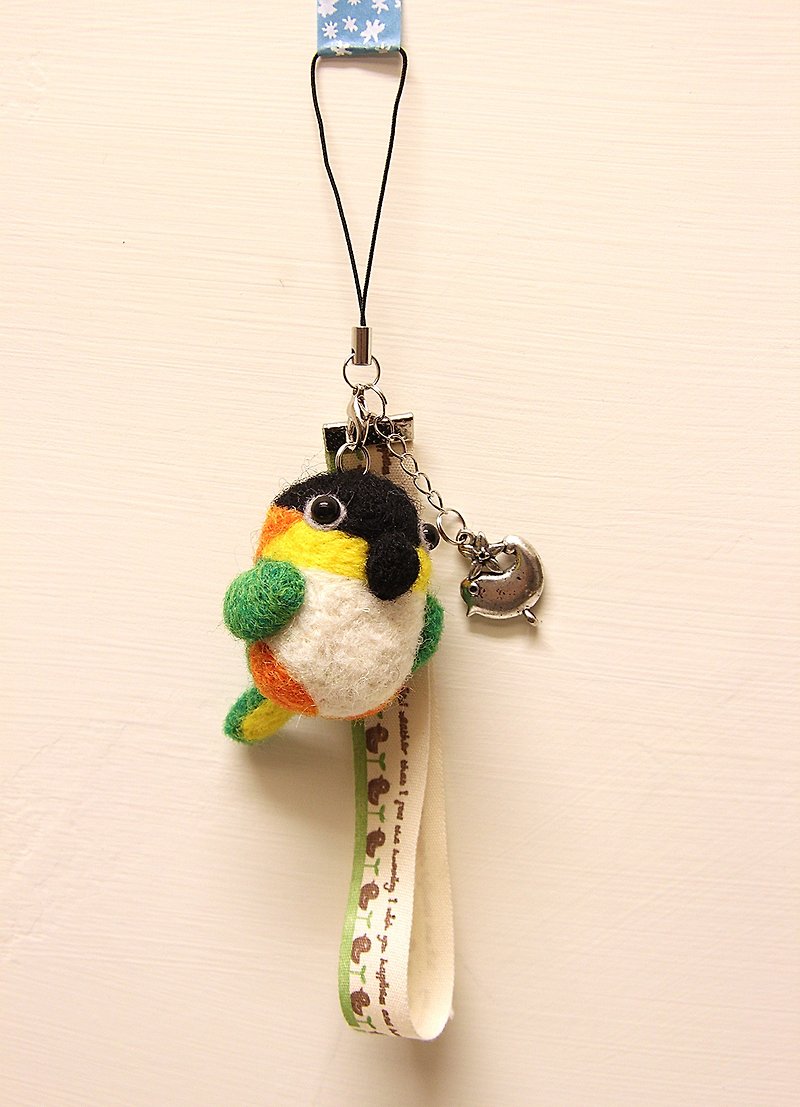 Rolia's Handmade Black-headed Keck Parrot Wool Felt Charm (can be customized) - Keychains - Wool Black