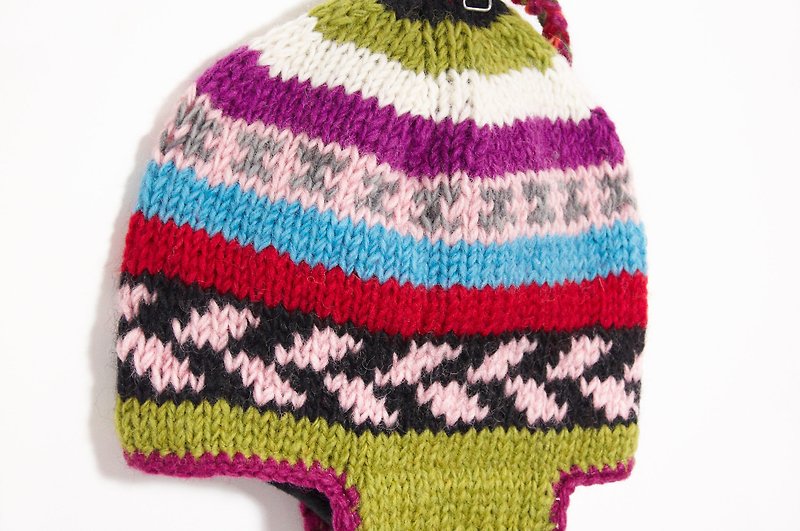 トーテム（一つだけ）カラフルな雪 - 純粋な手織りのウールの帽子/フライトキャップ/編み物のバレンタインデーの贈り物は、ブラシ毛/ウールキャップキャップ - 帽子 - その他の素材 多色