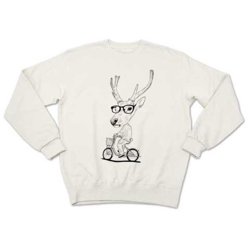Deer bicycle (sweat white) - Men's T-Shirts & Tops - Other Materials 