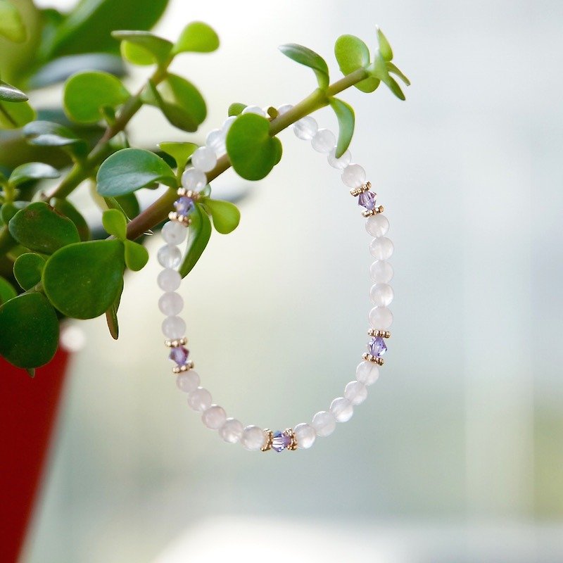 ITS-B114 [natural stone series, snowflake] jade / crystal / brass buckle bracelet. - Bracelets - Gemstone White
