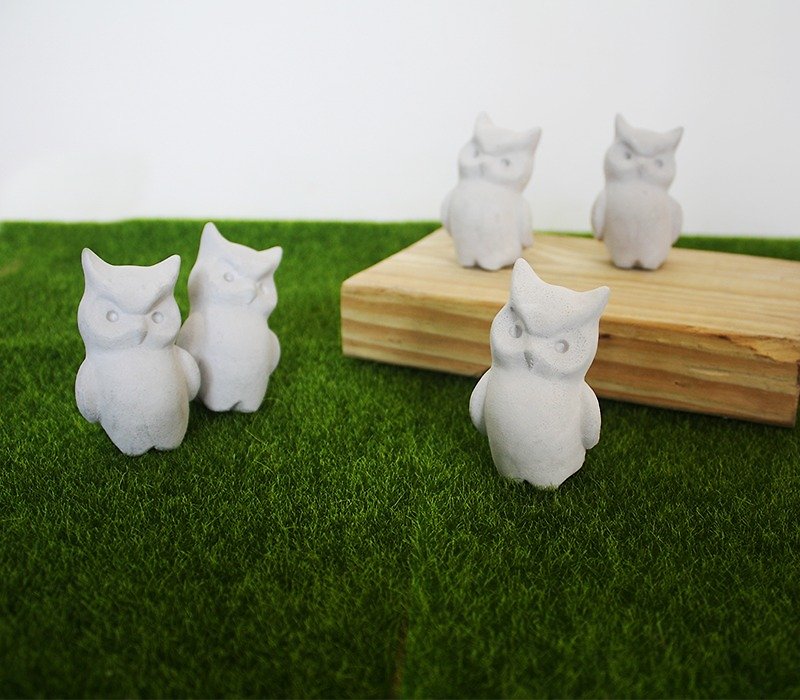 Courage / Mini Owl Diffuser Stone or Paperweight - ของวางตกแต่ง - ปูน สีเทา