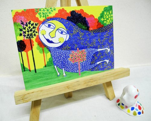 PuChi插畫設計工作室 PuChi/自畫像/女孩/明信片/森林迷蹤