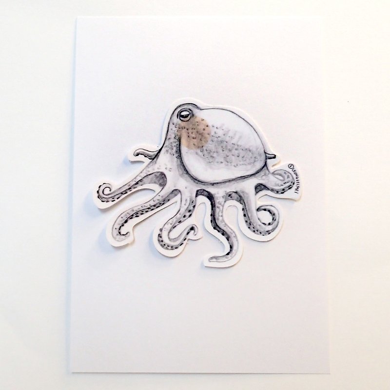 Waterproof big octopus sticker - สติกเกอร์ - วัสดุกันนำ้ ขาว