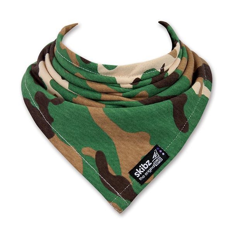 英國skibz  軍綠迷彩時尚經典領巾 - 口水肩/圍兜 - 棉．麻 綠色