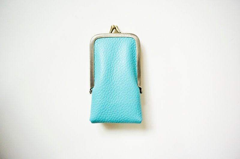 Frame Purse/business name card case, coins purse,card holder - กระเป๋าใส่เหรียญ - หนังแท้ สีน้ำเงิน