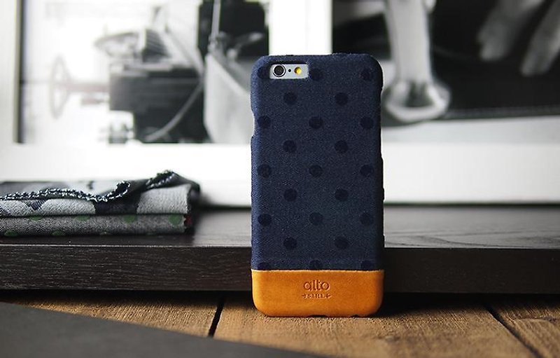 Alto iPhone 6S  4.7吋真皮手機殼背蓋Denim -藍色圓點【無雷雕】 - 手機殼/手機套 - 真皮 多色