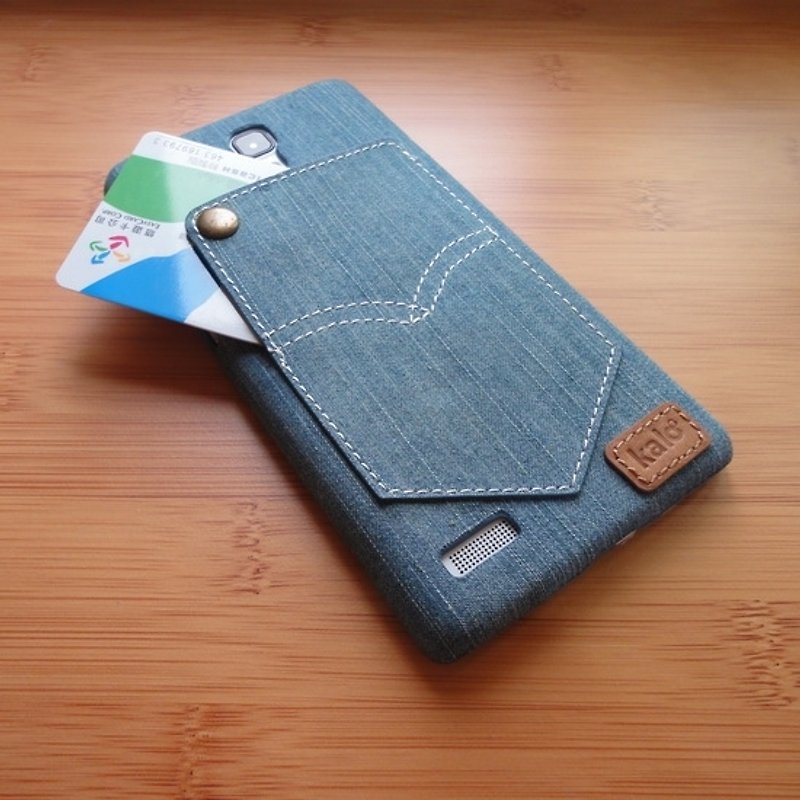 Kalo 卡樂創意 紅米 Note 個性丹寧卡片口袋保護殼-淺藍 - 其他 - 其他材質 藍色