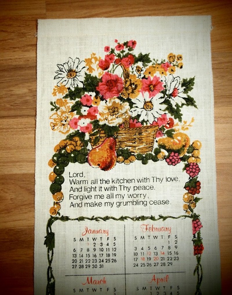 1980 美國早期布面月曆 flower - 壁貼/牆壁裝飾 - 其他材質 多色