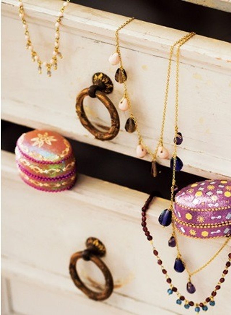 Earth tree fair trade- "Jewelry Series" - handmade jewelry box + glass stone necklace two necklace set (purple) - สร้อยคอ - วัสดุอื่นๆ 