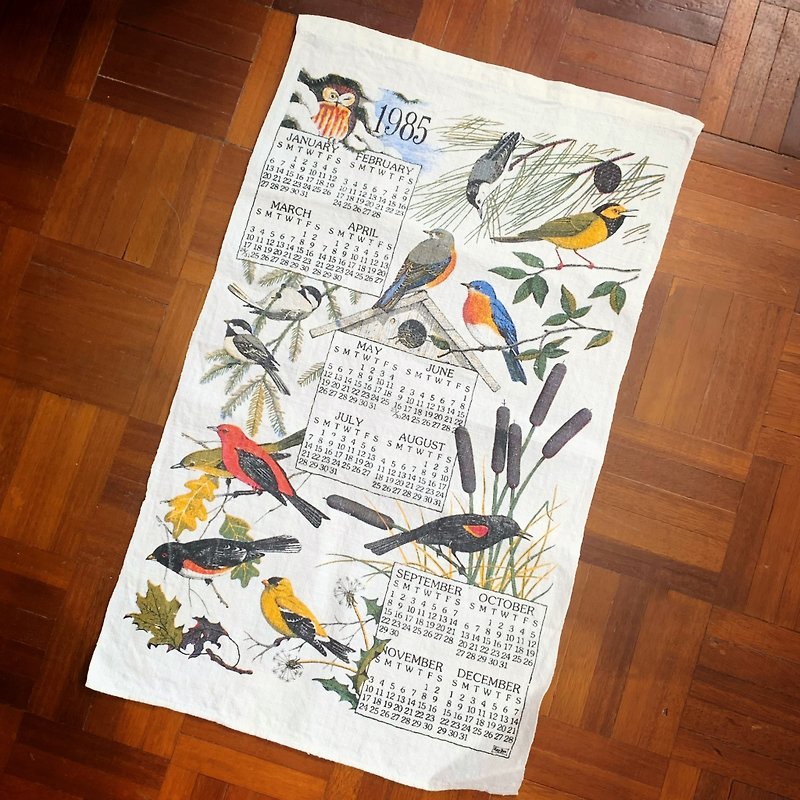 1985 American Early Years cloth calendar bird - ตกแต่งผนัง - วัสดุอื่นๆ หลากหลายสี