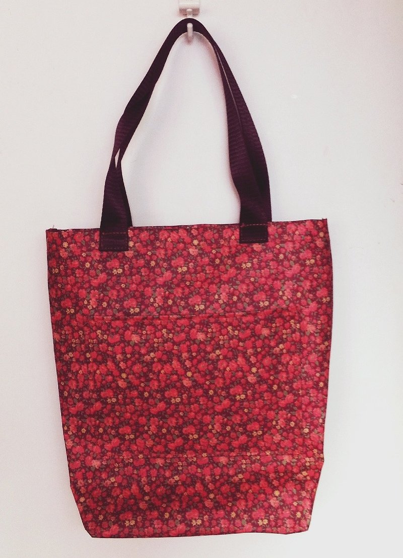 印花布貼膠袋 - 側背包/斜背包 - 防水材質 紅色