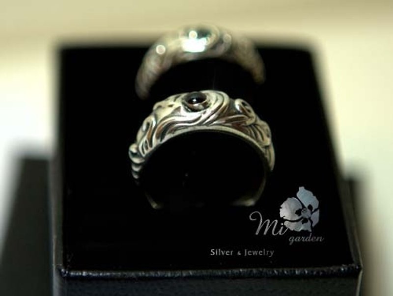 Sapphire waves Valentine Ring ~ Nanjie - Couples' Rings - Other Metals Gray