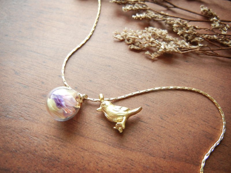 * Coucoubird * pink yellow purple glass Xiaoque / chains - Necklaces - Glass Multicolor