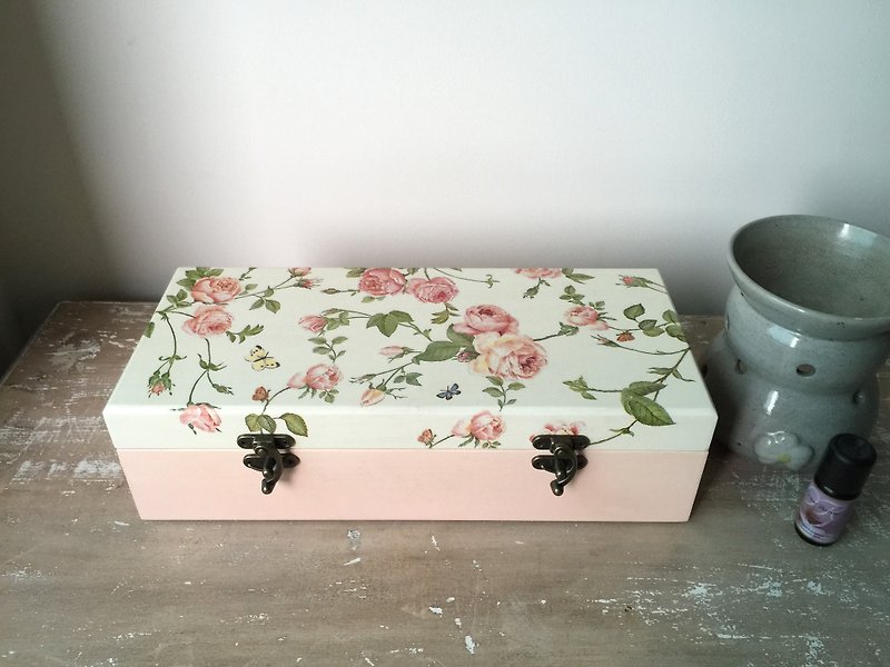 專屬訂單 - 粉紅花園＋古典玫瑰 50格精油木盒 - 香薰/精油/線香 - 木頭 