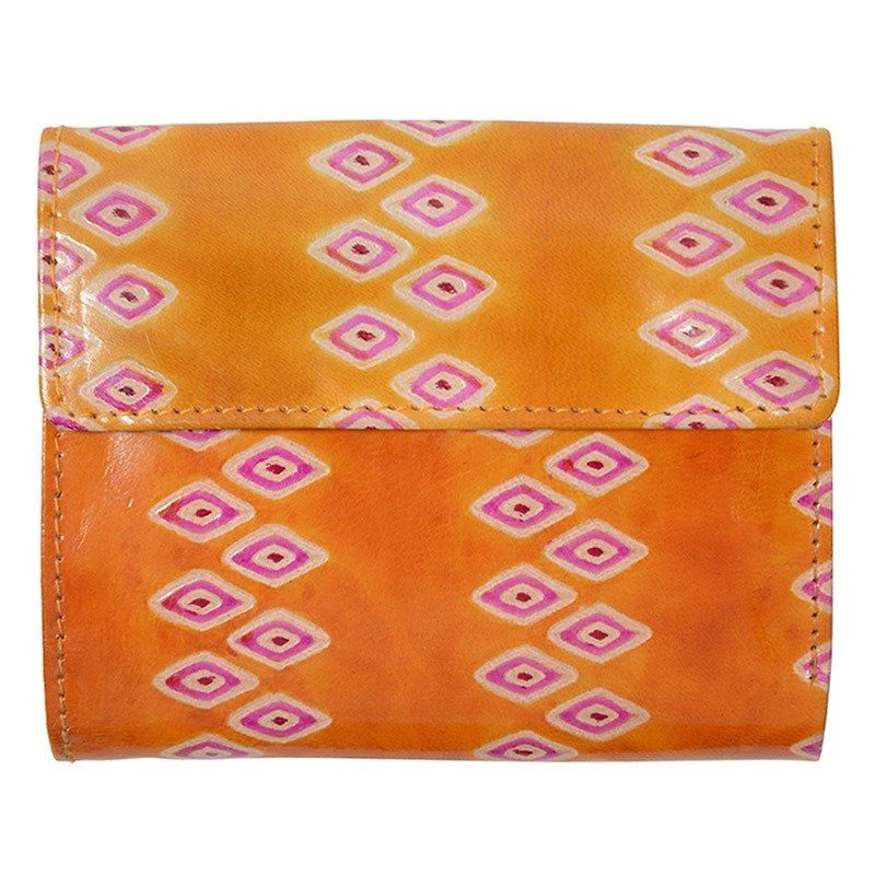 Earth Tree fair trade & eco - "suede" series - short clips (geometry Orange) - Wallets - Genuine Leather 