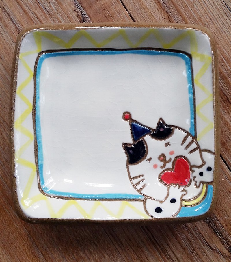 【スタイリングプレート】猫の王子さま君を愛する - 小皿 - 陶器 