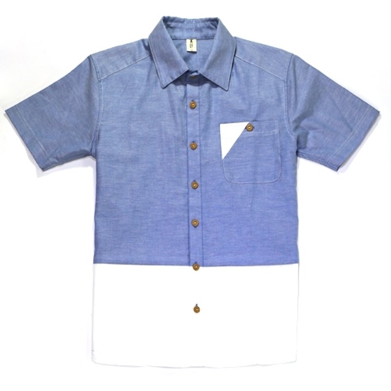 Ocean-blue shirt - シャツ・ブラウス - コットン・麻 ブルー