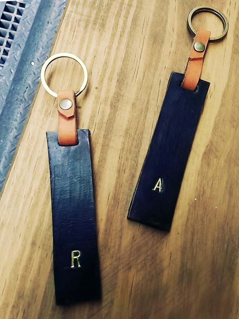 sienna hotel key 6mm thick black leather key ring (custom style) - Keychains - Genuine Leather Black