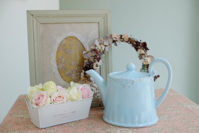 {HighTea afternoon light blue retro teapot} ~ London import, retro pure British descent - - Teapots & Teacups - Other Materials Blue