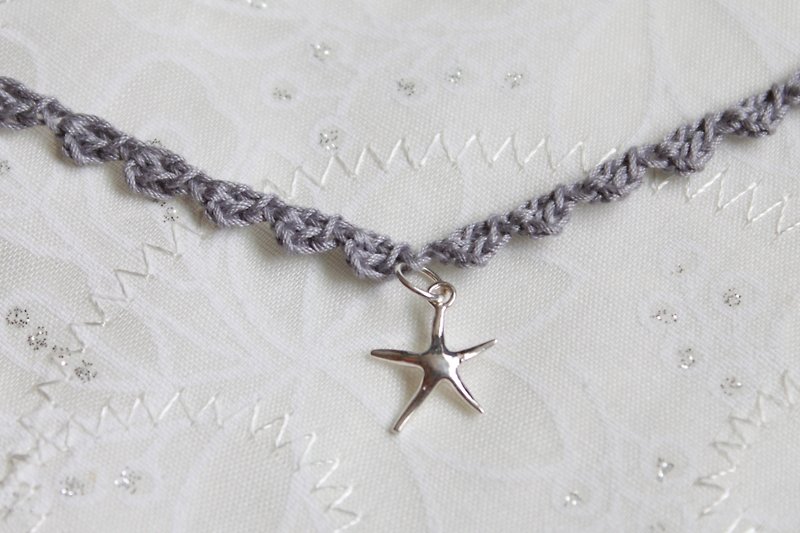 Sterling silver. Stars on the beach. Woven Necklace - สร้อยคอ - วัสดุอื่นๆ สีเทา