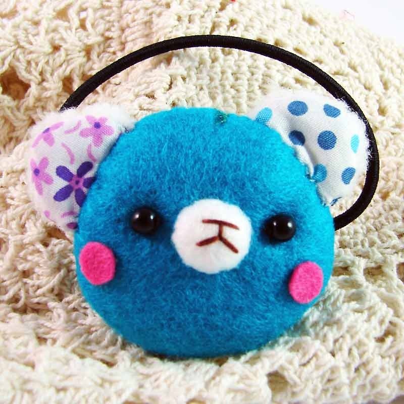 Cheerful. Bear hair bundle/hairpin/hair accessories_azure blue - Hair Accessories - Other Materials Blue
