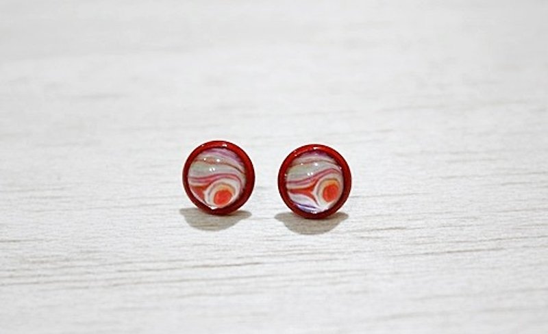 Time Gemstone<Red Paint Earrings>-Ear Pin Type-Limited X1- - Earrings & Clip-ons - Acrylic Red