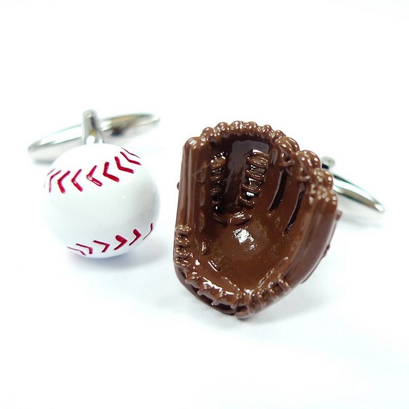 棒球與棒球手套袖扣 Baseball Cuffink - 袖口鈕 - 其他金屬 