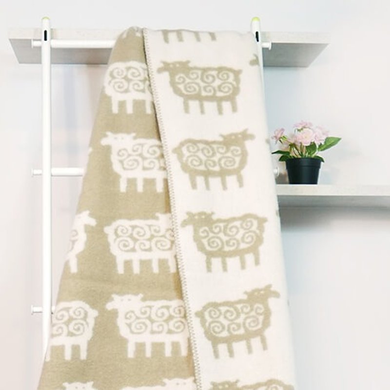 保暖毯子/懶在沙發毯►瑞典Klippan 有機羊毛毯--數羊羊 (米白色) - 棉被/毛毯 - 羊毛 卡其色