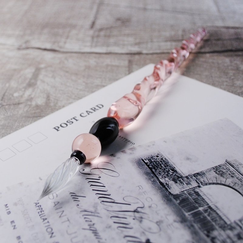 [MSA sweet love glass pen] (watery pale pink) crystal art sculpture monochrome pen spiral glass (including glass pen holder) valentine gift customized lettering (without ink) - Other Writing Utensils - Glass Pink
