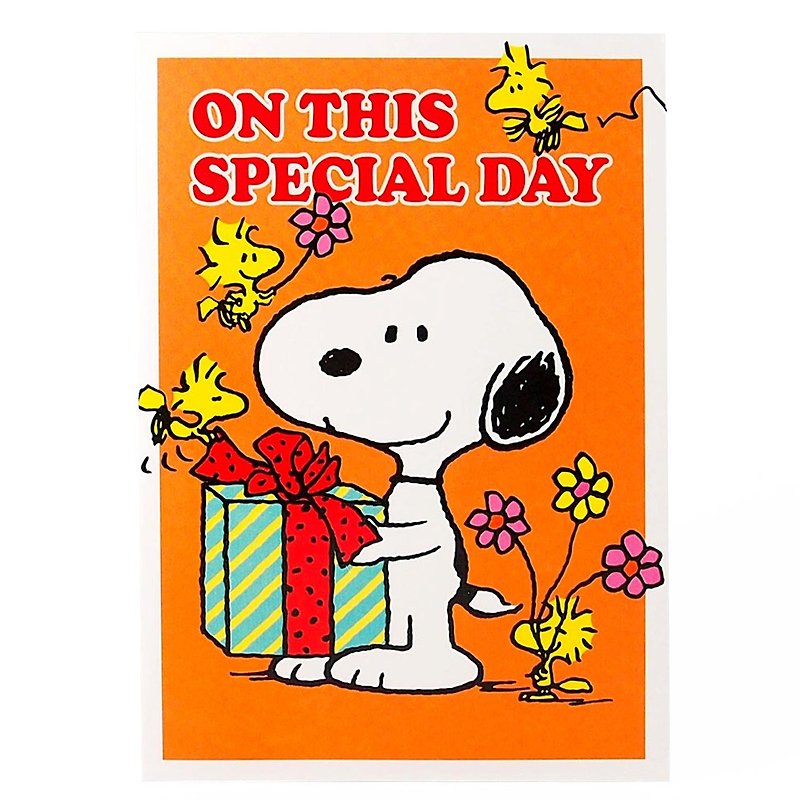 Snoopy 我好開心【Hallmark-Peanuts史努比-立體卡片 生日祝福】 - 卡片/明信片 - 紙 橘色
