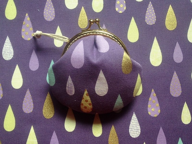 hm2. Colorful water droplets purple. Shell mouth gold package - กระเป๋าใส่เหรียญ - ผ้าฝ้าย/ผ้าลินิน สีม่วง
