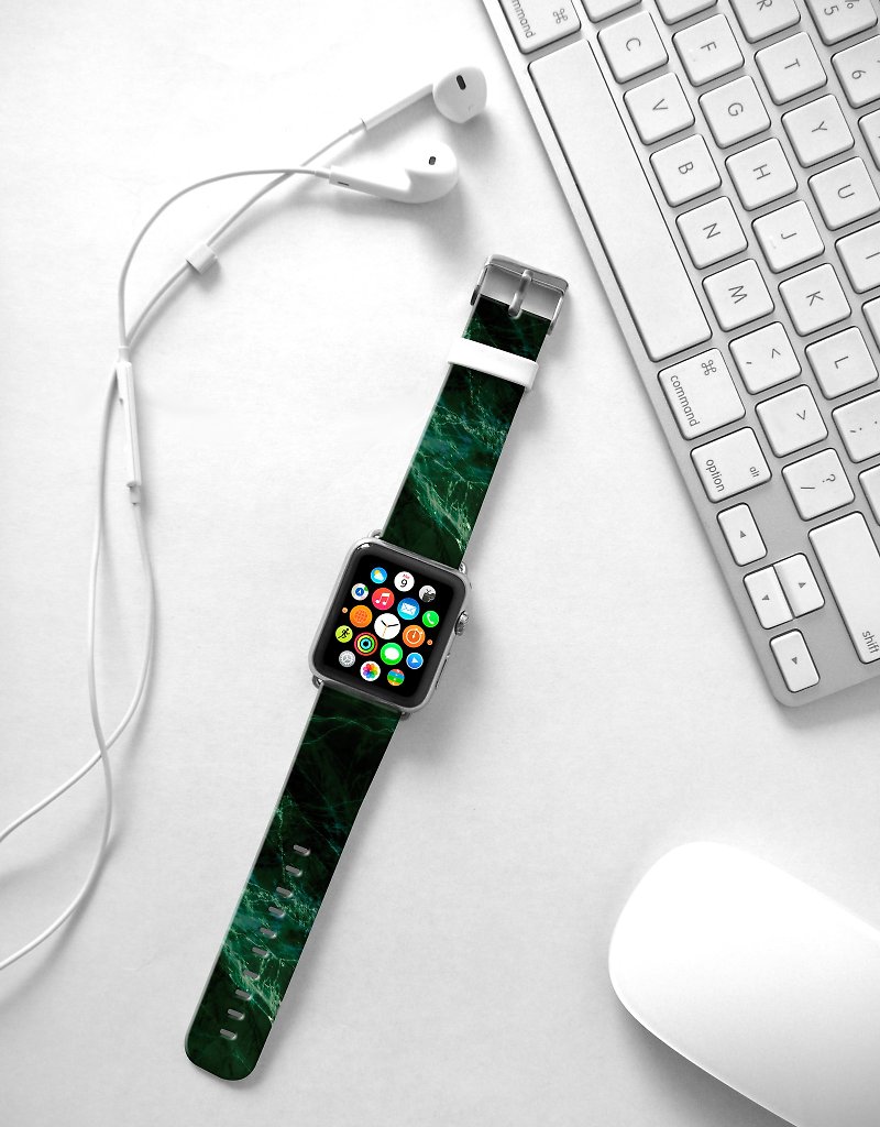 Apple Watch Series 1 , Series 2, Series 3 - Green Marble Pattern Watch Strap Band for Apple Watch / Apple Watch Sport - 38 mm / 42 mm avilable - Watchbands - Genuine Leather 