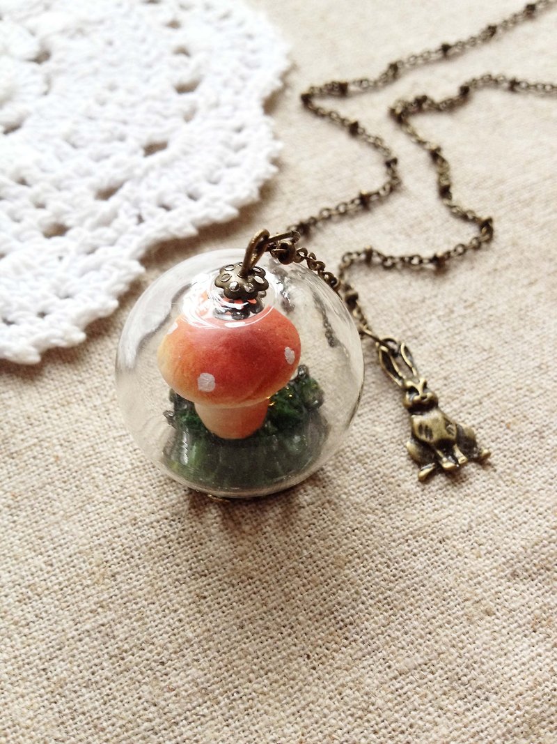 Regardless of the forest department cute little bunny glass ball mill necklace - Necklaces - Glass Orange