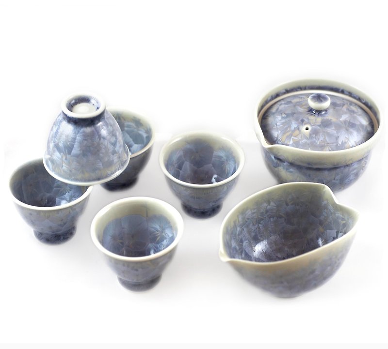 Kurekure Sencha set crystal glaze - แก้วไวน์ - วัสดุอื่นๆ สีน้ำเงิน