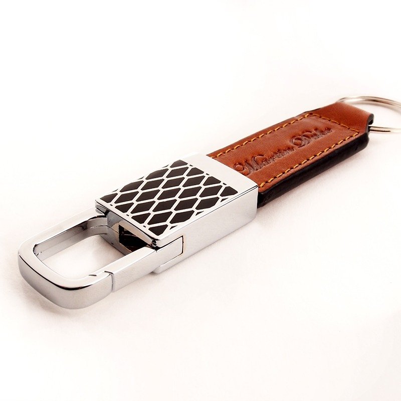 Key Chain Diamond - Keychains - Genuine Leather Brown