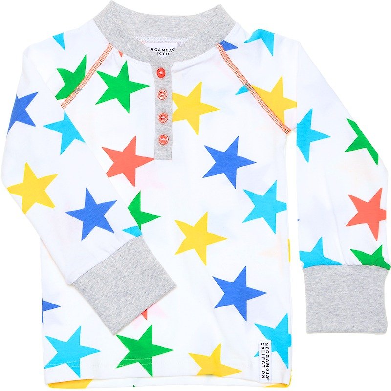 [Nordic children's clothing] Swedish organic cotton star top 2 to 6 years old - เสื้อยืด - ผ้าฝ้าย/ผ้าลินิน ขาว