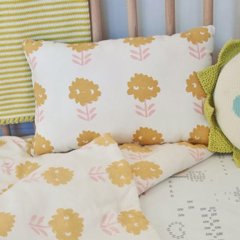 美國 Blabla Kids 嬰兒枕頭 - 手繪小花 芥黃 - 其他 - 棉．麻 黃色