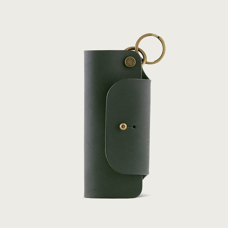 Leather Key Case/Key Ring -- Forest Green - Keychains - Genuine Leather Green