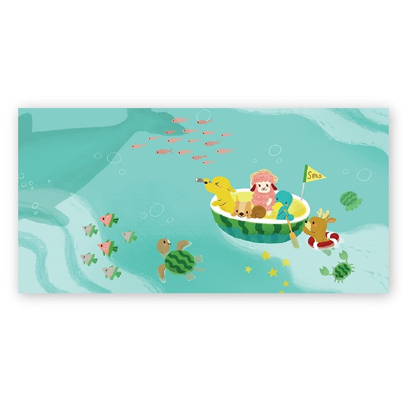 [Poca] 插畫明信片：藍色西瓜海（編號25） - 心意卡/卡片 - 紙 