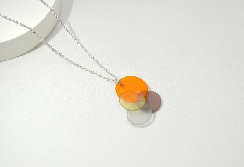 Thin glass material necklace orange series - Necklaces - Glass Orange