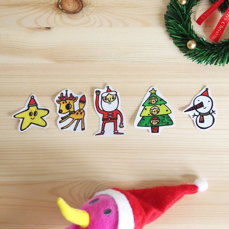 Water Proof Stickers 5pcs in 1 Pack Merry Christmas - Stickers - Paper Red