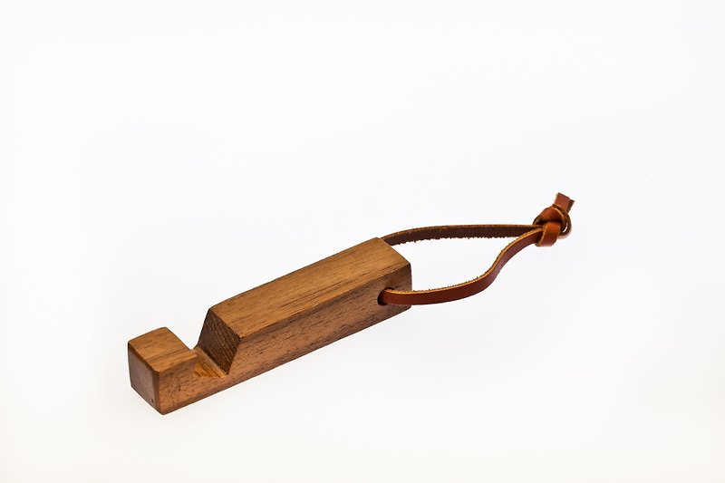 idea log phone holder and key ring exchange gifts - Phone Stands & Dust Plugs - Wood Brown