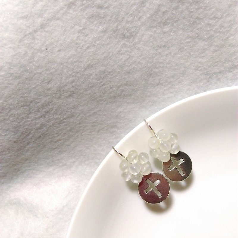 [LeRoseArts] Bubble Vie'bubble of life'series Handmade earrings - Bubble & amp; Cross - Earrings & Clip-ons - Other Materials Gray